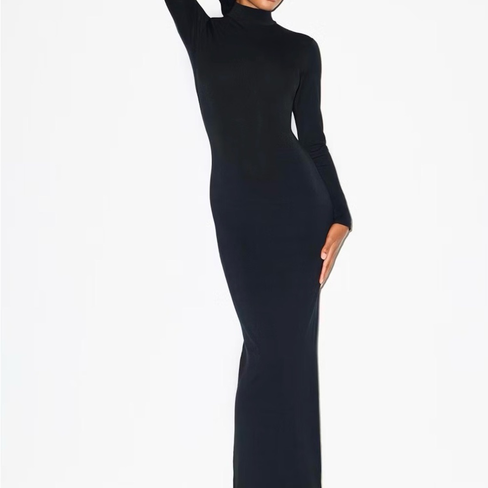 SKIMS Black Turtleneck Long Sleeve Dress